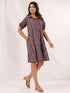 Janasya Women's Multicolor Pure Cotton Striped A-line Dress